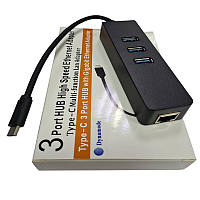 Концентратор USB HUB Dynamode Type-C USB3.1-Type-C+RG45(10/100Mb)+3xUSB2.0