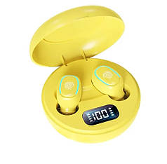 Бездротова bluetooth-гарнітура з мікрофоном із зарядним відсіком, дисплеєм (жовтий)