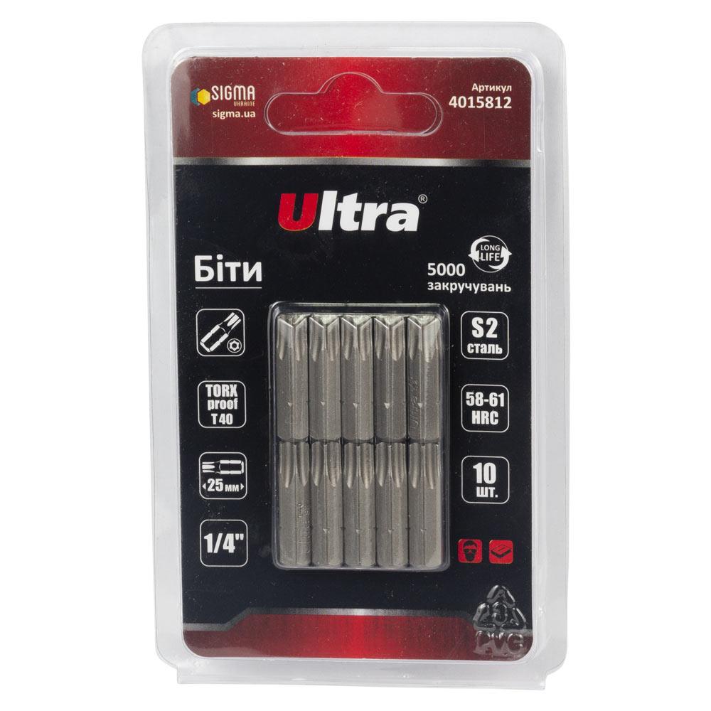 Біти TORX-proof 40×25мм 1⁄4" 10 шт S2 (блістер) ULTRA (4015812)