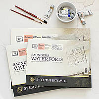 Склейка 31х41 см Saunders Waterford White Blanc Naturel, 100% Cotton, 300 GSM, Hot Pressed. 20 листов