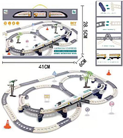 Залізниця на бат-ці,42дет.,локомотив,вагон 2шт,знаки,дерева,на бат-ці,в кор-ці №1628-2(10)