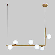 Бронзова довга люстра на 6 ламп з білими кулями (61-V1026-6 BRZ+WH)