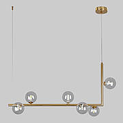 Бронзова довга люстра на 6 ламп з прозорими кулями (61-V1026-6 BRZ+CL)