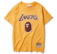 Футболка Bape x Lakers жёлтая мужская женская унисекс