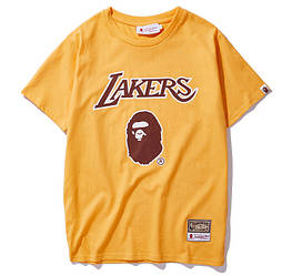 Футболка Bape x Lakers жовта чоловіча жіноча унісекс