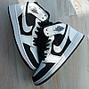 Жіночі кросівки Nike Air Jordan 1 High White Black Взуття Найк Аїр Джордан Ретро білі з чорним високі шкіряні, фото 3