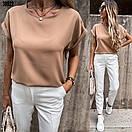 Жіноча стильна легка блузка футболка однотонна з коротким рукавом "Mystery", фото 8
