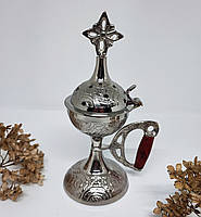 Кадильниця з металу під срібло 17 см висота, для дому (Греція)