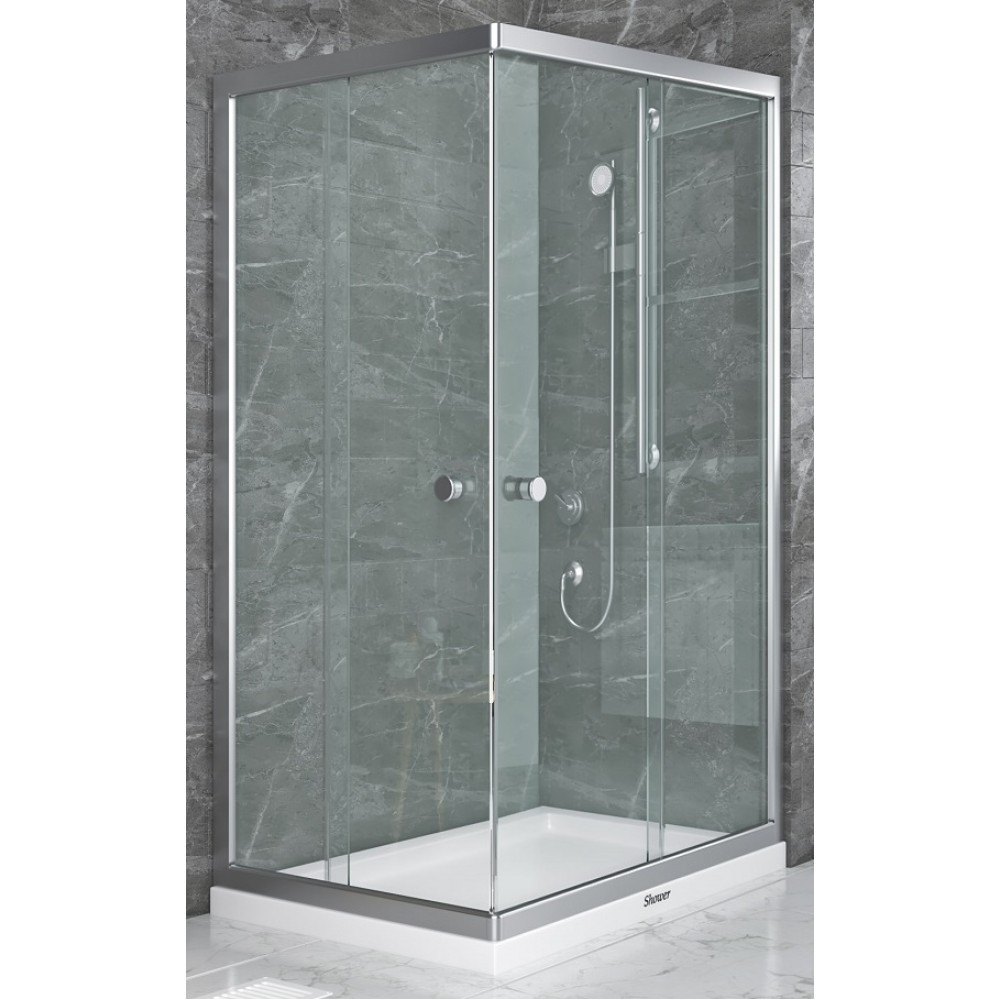 Душова кабіна Shower SATURN STN-232 120х80х190 см без піддону хром матове скло розсувні двері
