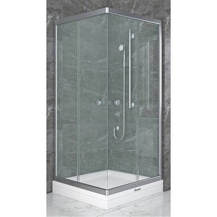 Душова кабіна Shower SATURN STN-164 90х90х190 см без піддону розсувні двері матове скло, фото 1