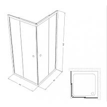 Душова кабіна Shower SATURN STN-162 80х80х190см без піддону матове скло розсувні двері, фото 4