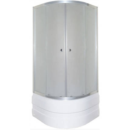 Душова кабіна Shower SATURN STN-858 80х80х205 см з глибоким піддоном хром розсувні двері матове скло, фото 1