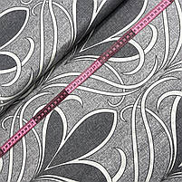 Бязь Gold бавовняна "Сіра діадема з вензелями на сірому" 220см, фото 2