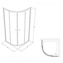 Душова кабіна Shower SATURN STN-005 90х90х190см без піддону напівкругла розсувні двері скло 5 мм, фото 3