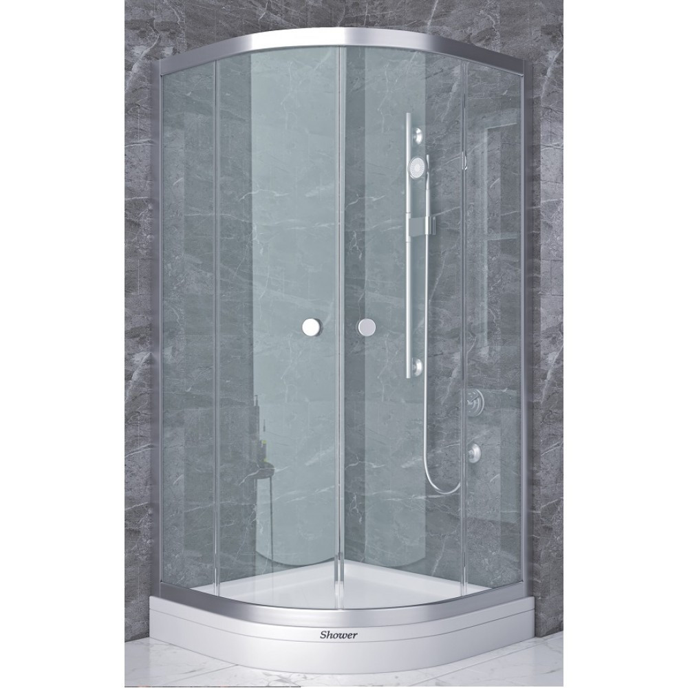 Душова кабіна Shower SATURN STN-005 90х90х190см без піддону напівкругла розсувні двері скло 5 мм