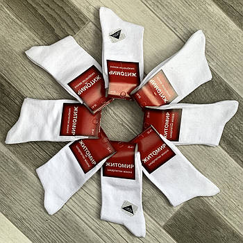 Шкарпетки жіночі демісезонні бавовна з лайкрою Житомир LYCRA, 35-41 розмір, білі, 1439