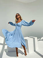 Женское легкое голубое платье 42-48