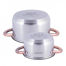 Набір каструль Kamille з нержавіючої сталі 4 предмета для індукції і газу (1.5 л, 3.0 л) KM-4935, фото 4