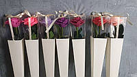 Подарки девушкам женщинам на 14 февраля 8 марта день рождения букеты из мыльных роз из твердого мыла, 1 шт.
