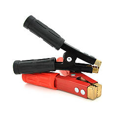 Набір акумуляторних затискачів "крокодили" чорний + червоний 500A/1000А 155 мм (щільний гумовий, рифлений