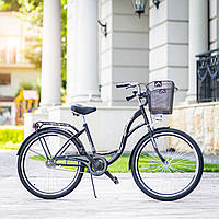 Велосипед женский городской VANESSA 28 Black с корзиной Польша