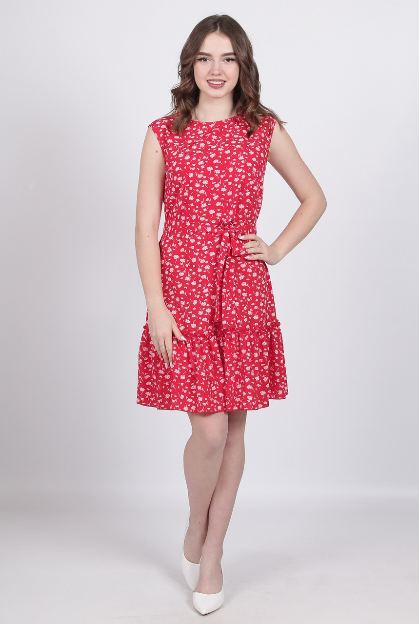 Платье женское легкое летнее Актуаль 339 азалия белая софт красный, 46 - фото 1 - id-p1726046681