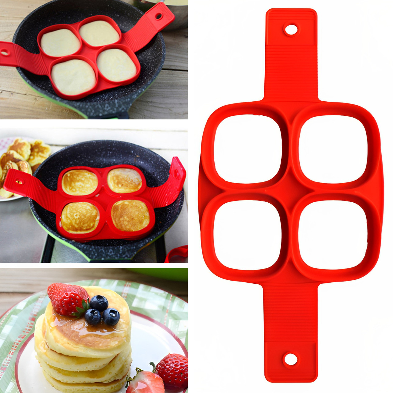 Силіконова форма для приготування оладок і яєчні у вигляді квадратиків Cake Maker, фото 1