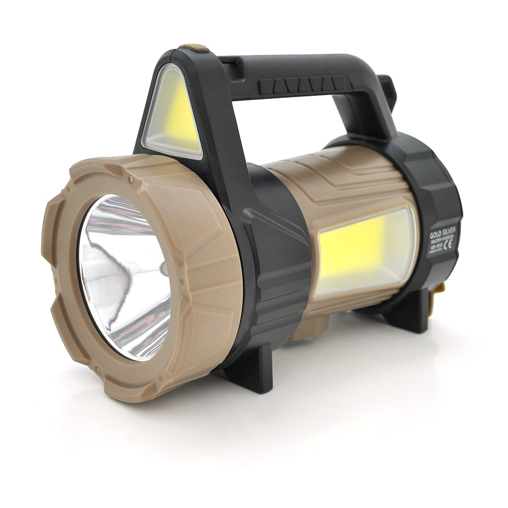 Ліхтар переносний GS910, 4 режими, вбудований акум, корпус пластмас, роз'єм USB+micro, Box, фото 1