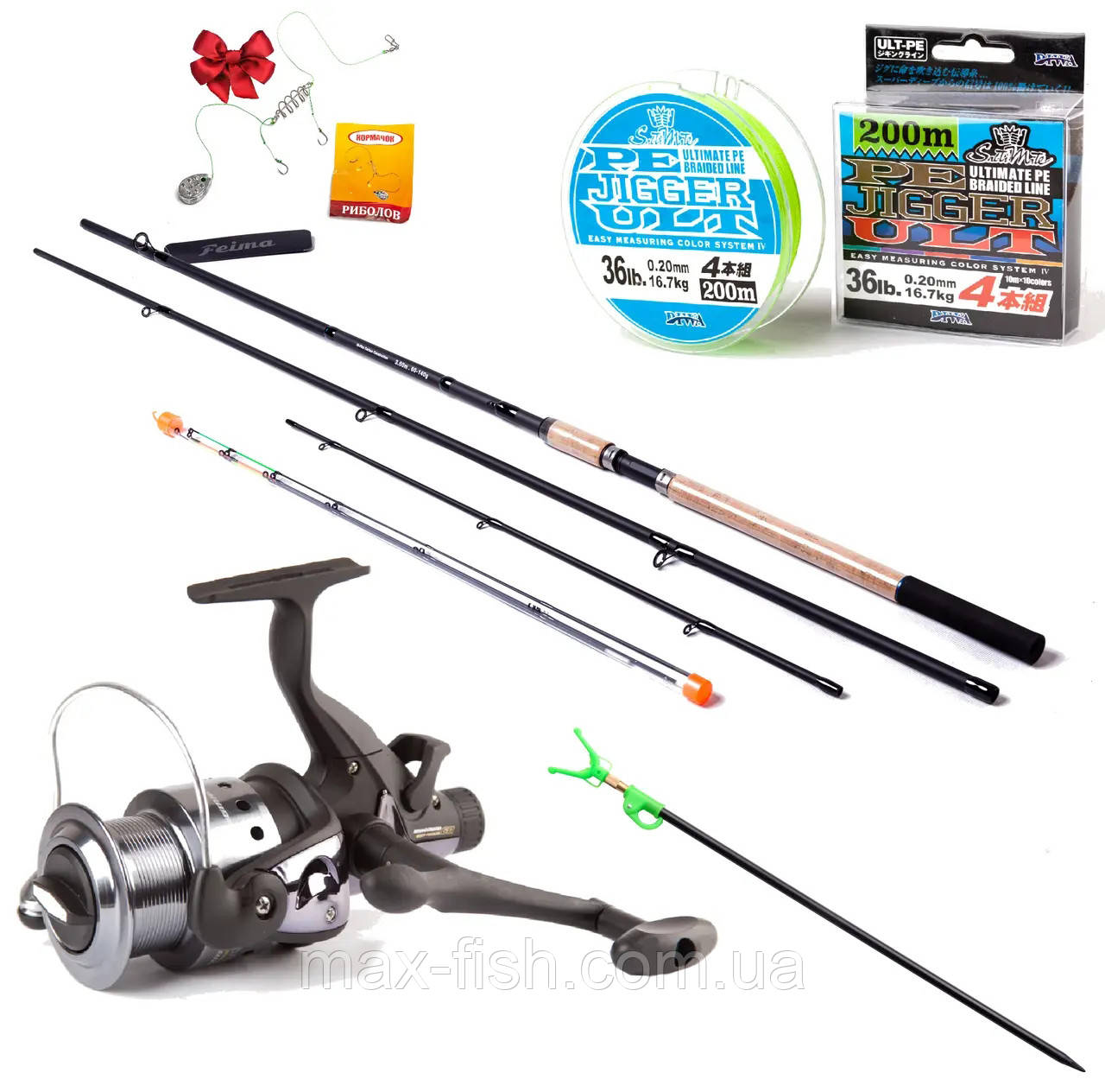 Комплект фідерний Flagman Force Rank Feeder 3.30м 120г котушка Flagman 6000 Шнур 200м