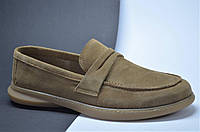Мужские модные замшевые туфли лоферы бежевые KaDar 3870963