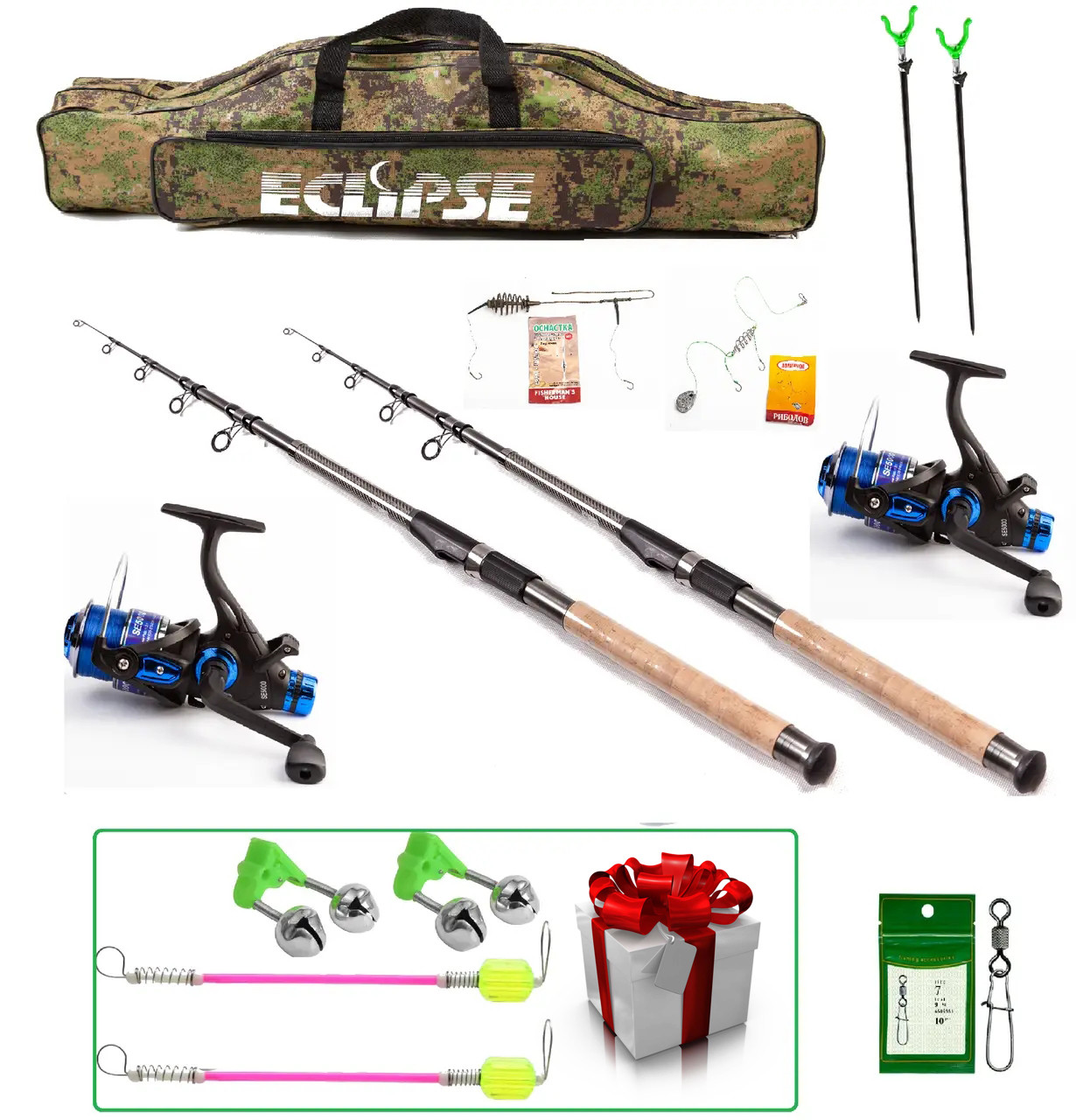 НАБІР ТРОФЕЙ на коропа та карася комплект - спінінг 3.60м котушка 5000 з бейтраннером