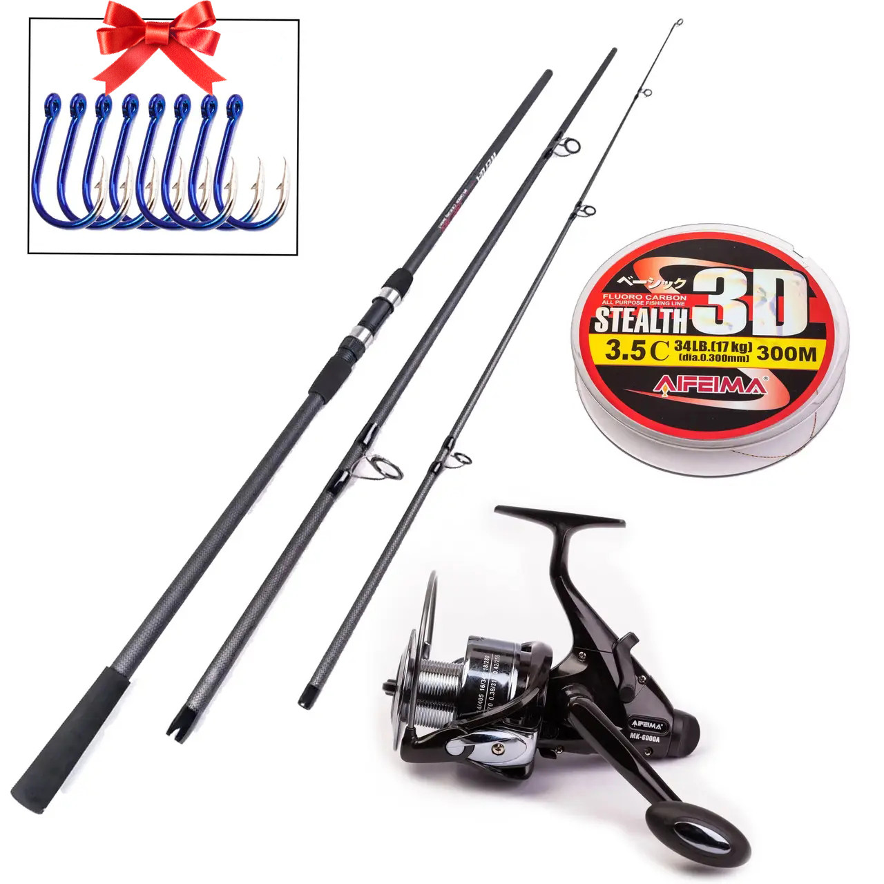 Короповий набір Weida Carp 3,60м 3.5LBs Котушка Feima MK 4000 c бейтраннером Лісочка 3D 300м