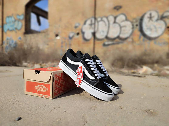 Vans Old Skool Black/White Ванси кеди кросівки чорно-білі унісекс чоловічі жіночі, фото 4