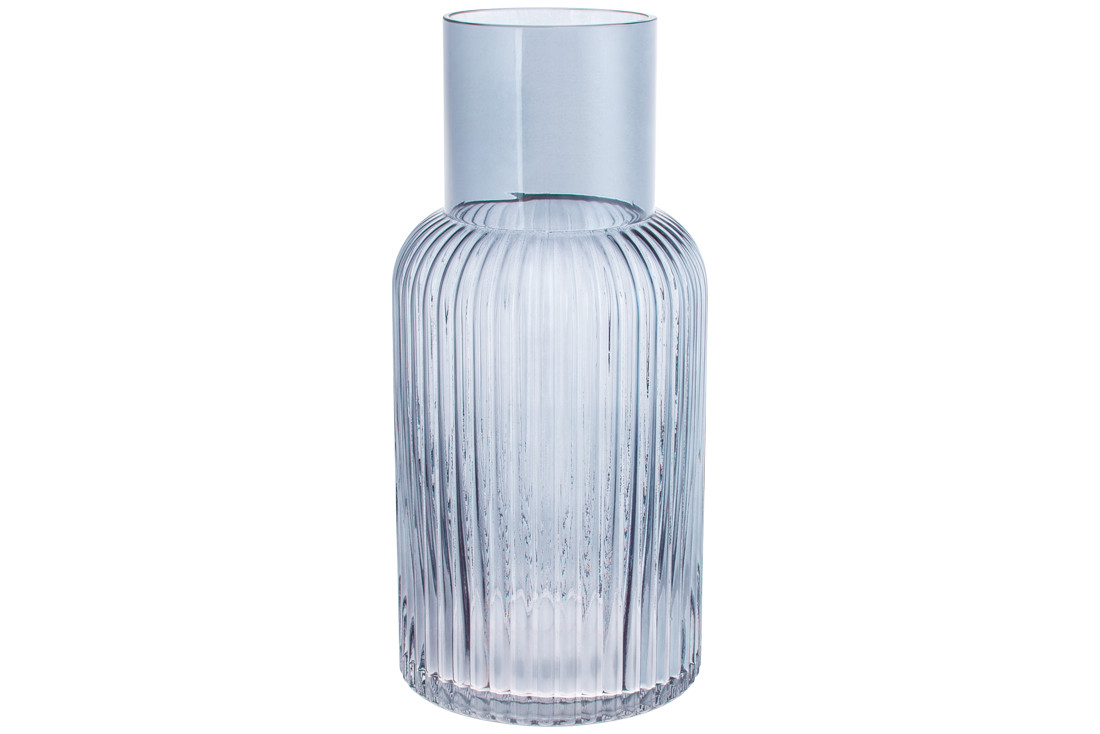 Ваза скляна Bottle grey 30см, колір - сіро-блакитний ТОВАР ВІД ВИРОБНИКА