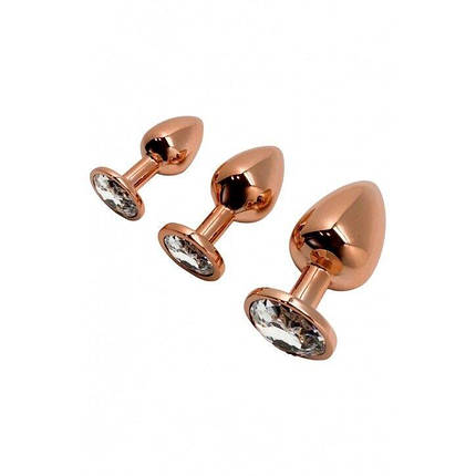 Металева анальна пробка Wooomy Tralalo Rose Gold Metal Plug Size L, діаметр 4 см, довжина 9 см, фото 2