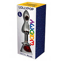 Металева анальна пробка Wooomy Lollypop Double Ball Metal Plug Red L діаметр 3,5, довжина 10,5 с, фото 3