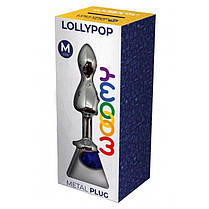 Металева анальна пробка Wooomy Lollypop Double Ball Metal Plug Blue M діаметр 3,1, довжина 9,4 с, фото 3