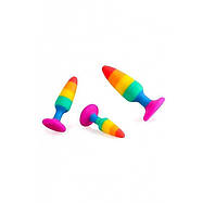 Силіконова анальна пробка Wooomy Hiperloo Silicone Rainbow Plug S, діаметр 2,4 см, довжина 9 см, фото 2