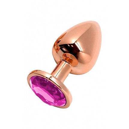 Металева анальна пробка Wooomy Tralalo Rose Gold Metal Plug Magenta L, діаметр 4 см, довжина 9 з, фото 1