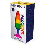 Силіконова анальна пробка Wooomy Hiperloo Silicone Rainbow Plug L, діаметр 3,9 см, довжина 13,1 см, фото 4