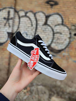 Кеди Vans Old Skool black white кросівки низькі чоловічі жіночі унісекс чорно білі Ванси, фото 1