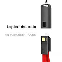 Кабель 0.22m Key Chain Type-A to Type-C 2.4A Red or Blue