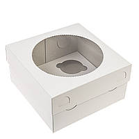 Коробка 200х200х105 (на 4 капкейка) з вікном (мікрогофра)