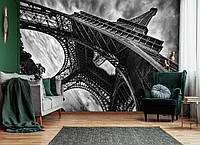 Фотообои город Париж Франция 368x254 см 3D Черно-белая Эйфелева башня вид снизу (12672P8)+клей