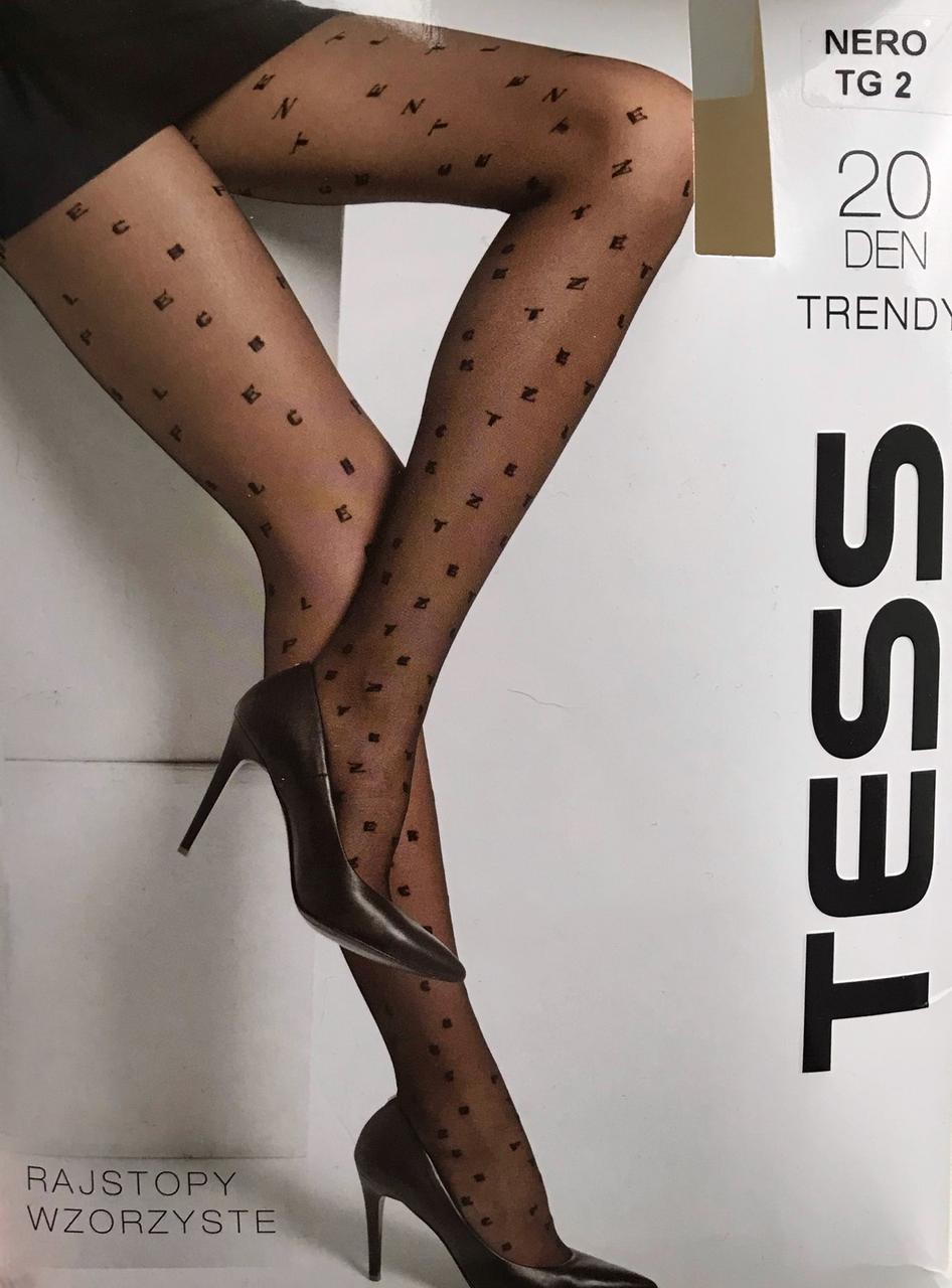 Колготки 20 ден з буквами по ніжці Тess Trendy 20 чорні 2 3 4