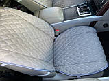 Накидки для авто з екошкіри, Світло-сірі з подвійною білою стрічкою, Преміум +, Передній комплект, фото 5