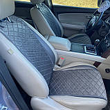 Накидки на сидіння з алькантари Lux ПАЙКА, Подовжений ромб темно-сірий. Стандарт. Передній комплект, фото 3