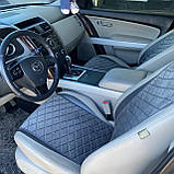 Накидки на сидіння з алькантари Lux ПАЙКА, Подовжений ромб темно-сірий. Стандарт. Передній комплект, фото 5