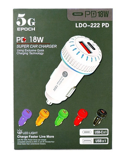 АЗП 2 виходи (USB + TYPE-C) LDO-222 PD 18W Fast Charger (швидка зарядка)