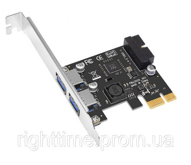 Контроллер PCI Express USB 3.0 (2 порта + выход на переднюю панель) - фото 1 - id-p1783554183